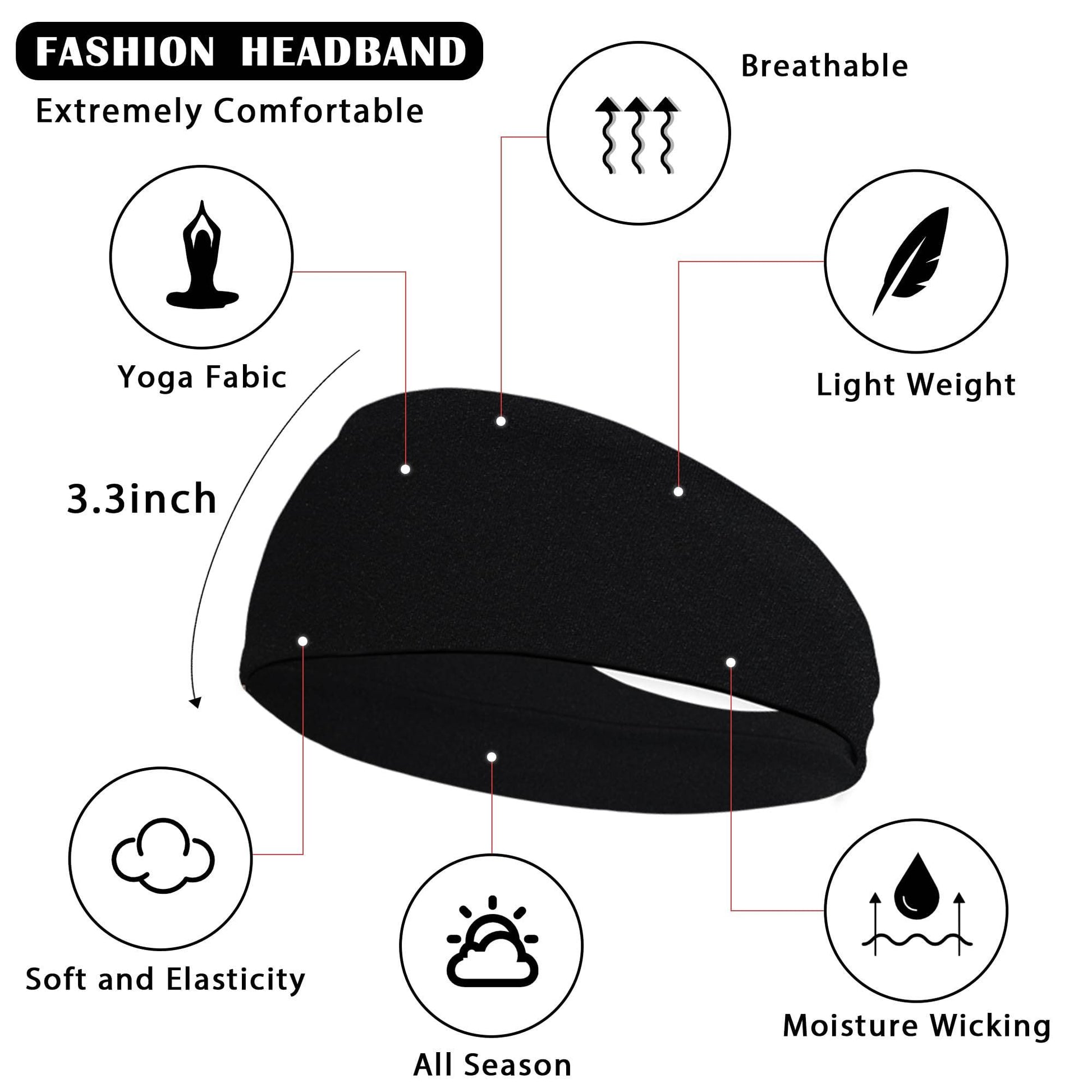 JOYOYO 3 Pack 9cm Unisex Headbands for Women's Hair Soft Stretchy Fabric Kylie Head Band Bandeaux Hair Accessories for Workout Gym Yoga Hair Band(Black) - zenfulharmony.com