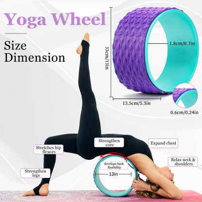 THYWD Yoga Wheel 12 in 1 Set with Back Cracker Roller for Pain Relief & Deep Tissue Massage Yoga Blocks 2 Pack with Yoga Ring, Yoga Accessory for Stretching Equipment, Yoga Starter Kit for Beginner - zenfulharmony.com