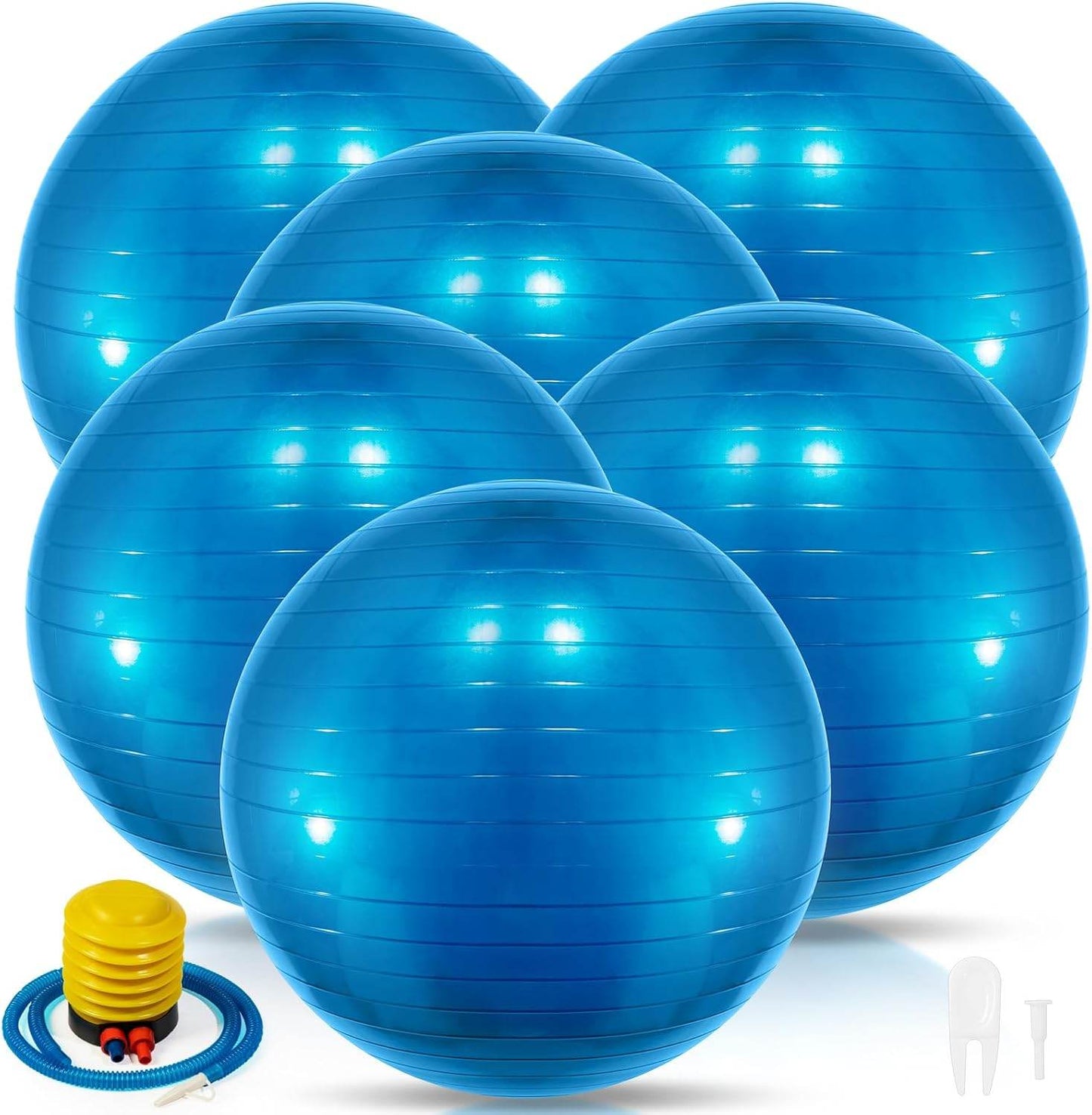 Jexine 6 Pcs Yoga Ball Exercise Ball PVC Stability Balance Yoga Ball Chair Quick Pump for Physical Workout Pregnancy Home Office Gym Equipment - zenfulharmony.com