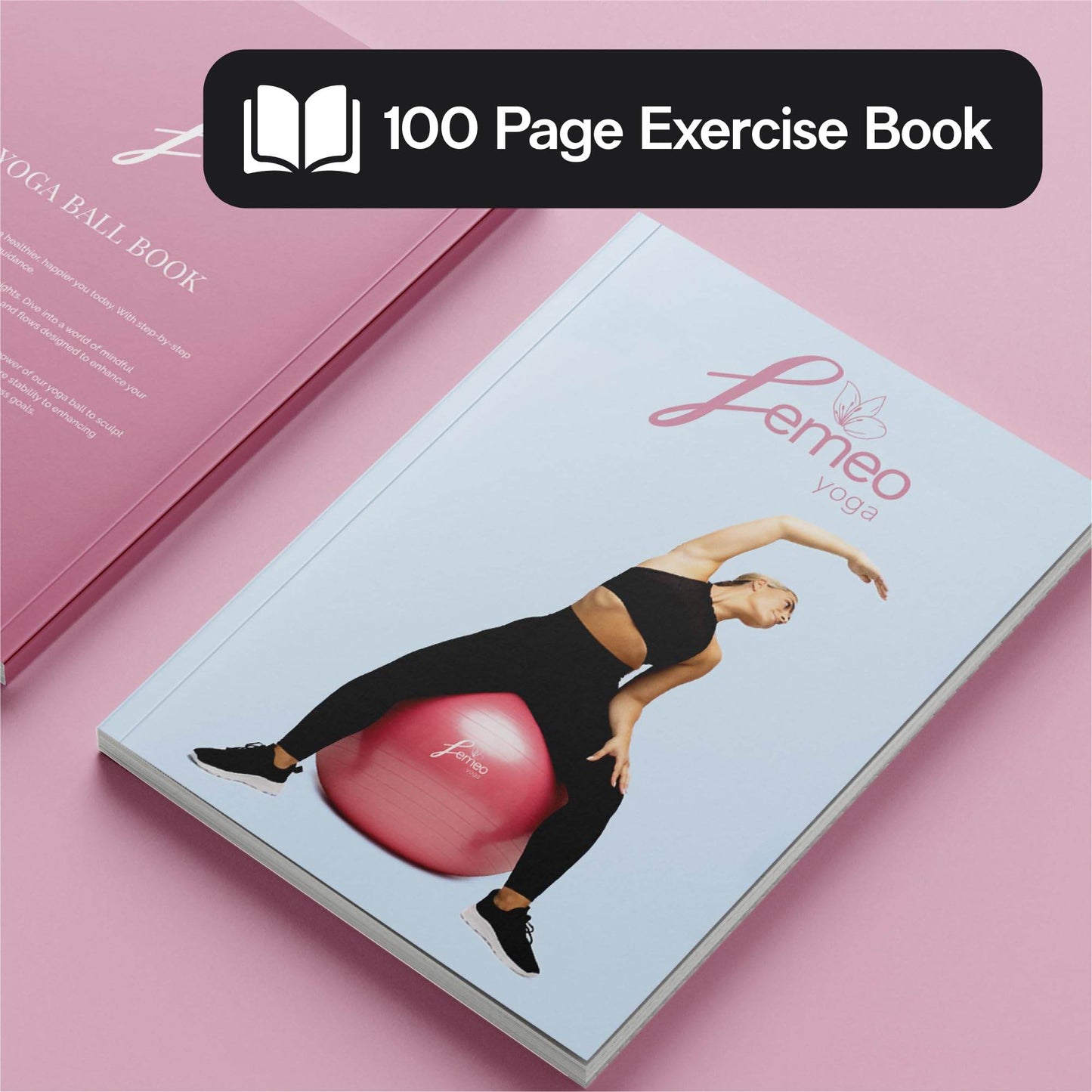 Femeo® Exercise Ball for Yoga, Stability, Pregnancy Pilates & Birthing | 100 Page Book | Over 50 Workout Exercises | Anti Burst Pink 65cm - zenfulharmony.com