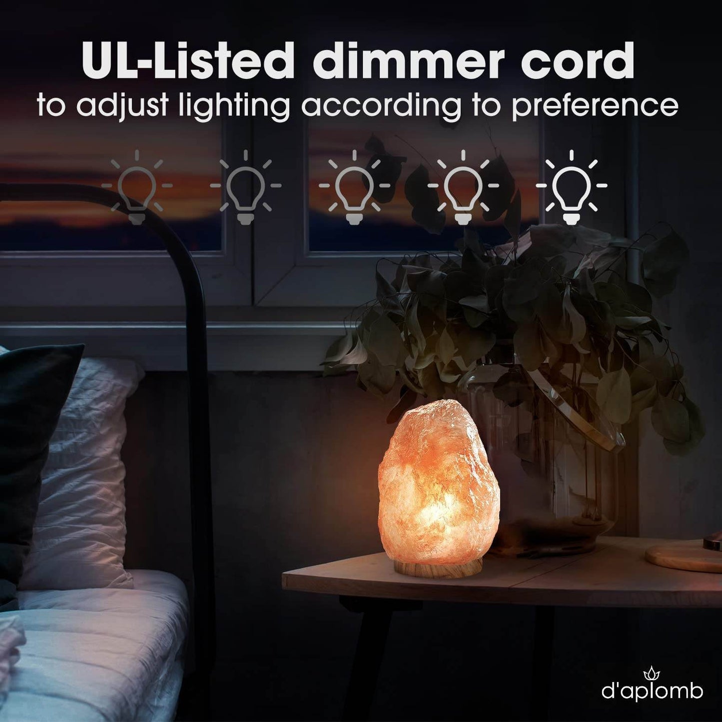 d'aplomb 100% Authentic Natural Himalayan Salt Lamp; Large Hand Carved Natural Chunk Pink Crystal Rock Salt from Himalayan Mountains; Dimmer Cord; 12 lbs - zenfulharmony.com