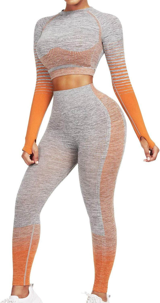 JOYMODE Workout Sets for Women 2 Piece High Waist Seamless Leggings and Crop Top Yoga Outfit - zenfulharmony.com