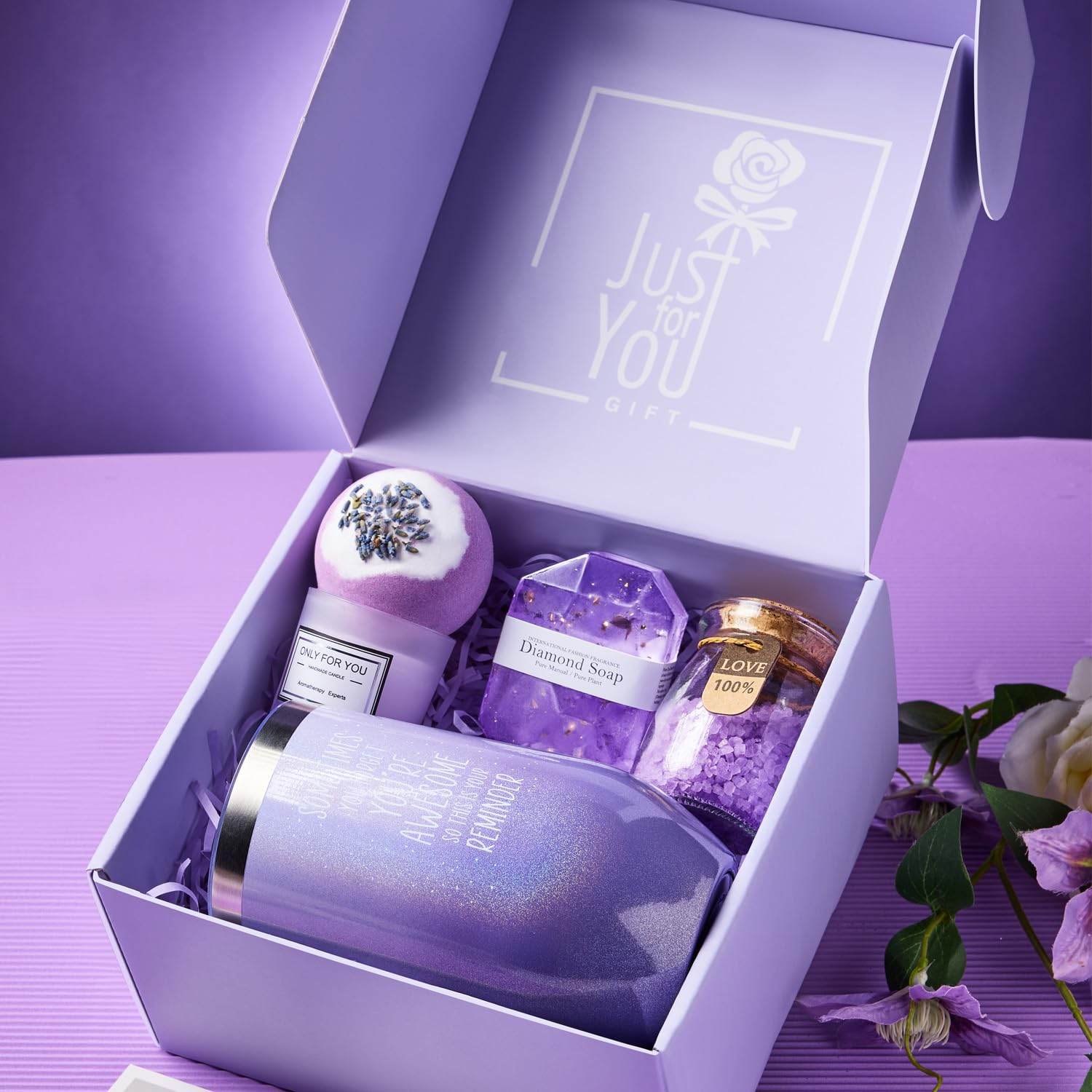 Gifts for Women, Mom, Wife, Girlfriend, Sister, Her - Happy Birthday, Christmas, Valentine's Day, Mothers Day Gifts - Lavender Spa Gift Basket Set - zenfulharmony.com