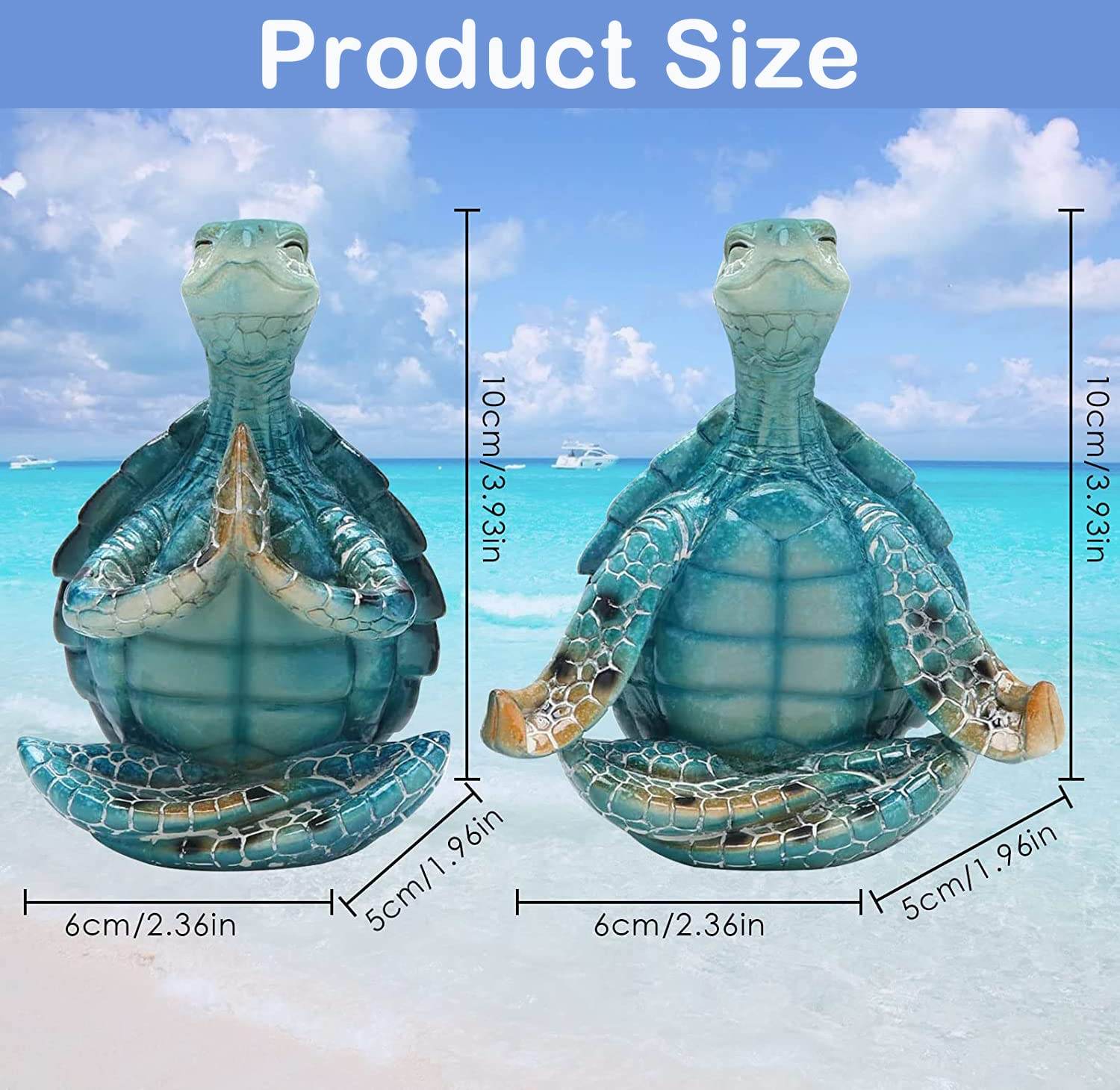 2Pcs Sea Turtle Meditating Yoga Statues Beach Room Decor Yoga Sea Turtle Figurine Resin Zen Turtle Spiritual Spring Garden Turtle Crafts Turtle Figurine for Home Office Bedroom Unique Beachy Decor - zenfulharmony.com