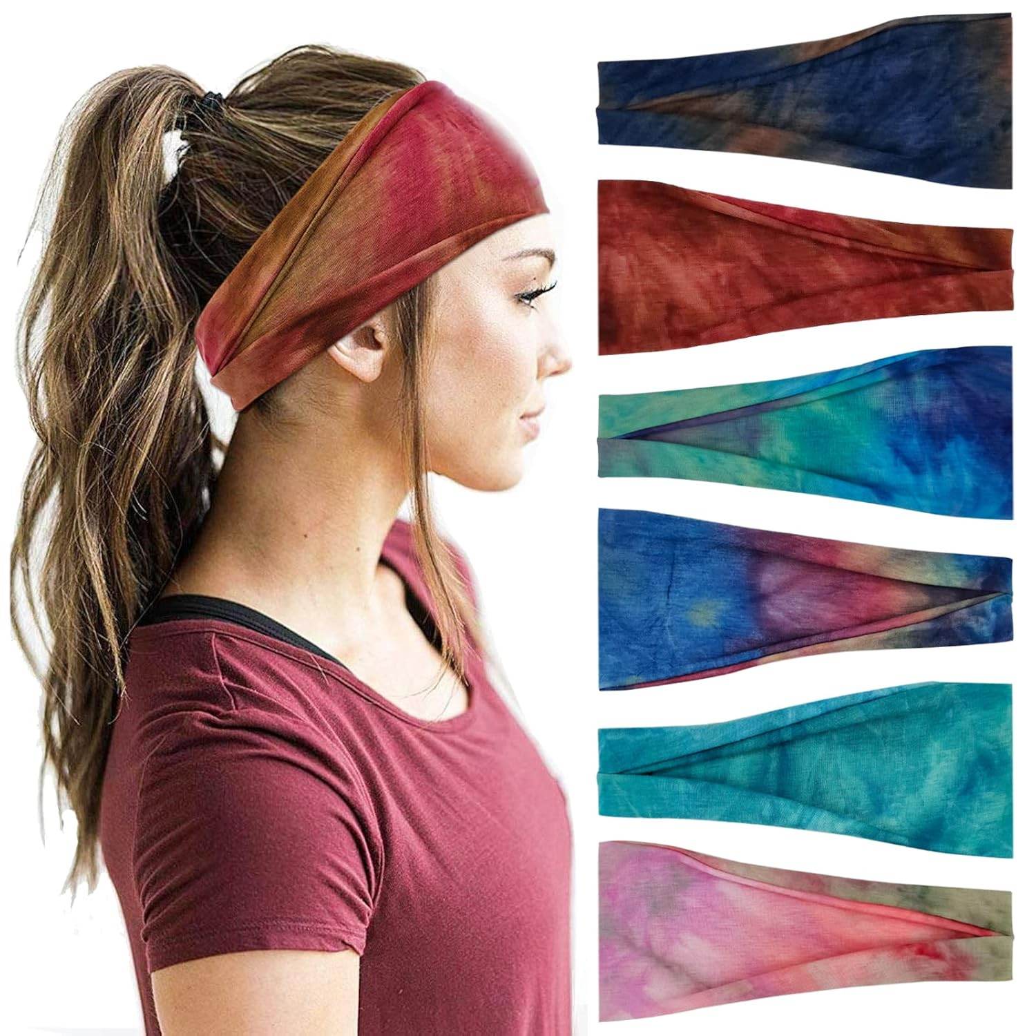 Fashion Headbands For Women Wide Headband Yoga Workout Head Bands Hair Accessories Band Black White Gray 6 Pack - zenfulharmony.com