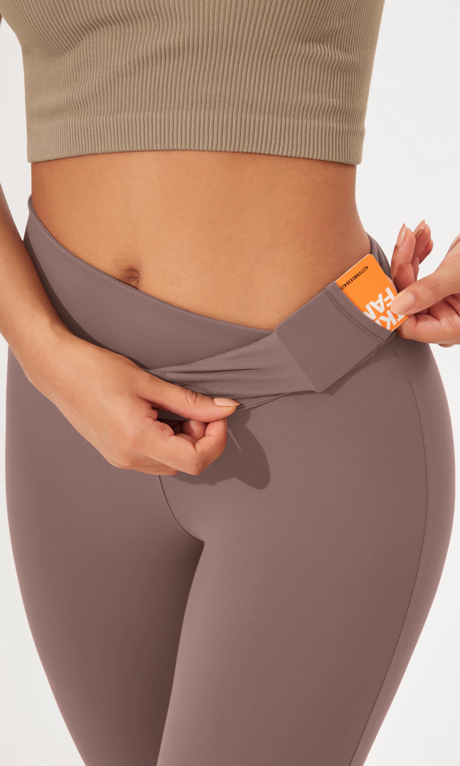 ODODOS Women's Cross Waist Bootcut Yoga Pants with Hidden Pocket, Non See Through Bootleg Athlete Workout Pants -Inseam 31", Purple Taupe, X-Large - zenfulharmony.com