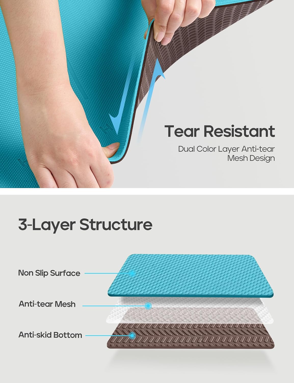 Heathyoga Eco Friendly Non Slip Yoga Mat, Body Alignment System, SGS Certified TPE Material - Textured Non Slip Surface and Optimal Cushioning,72"x 26" Thickness 1/4" - zenfulharmony.com
