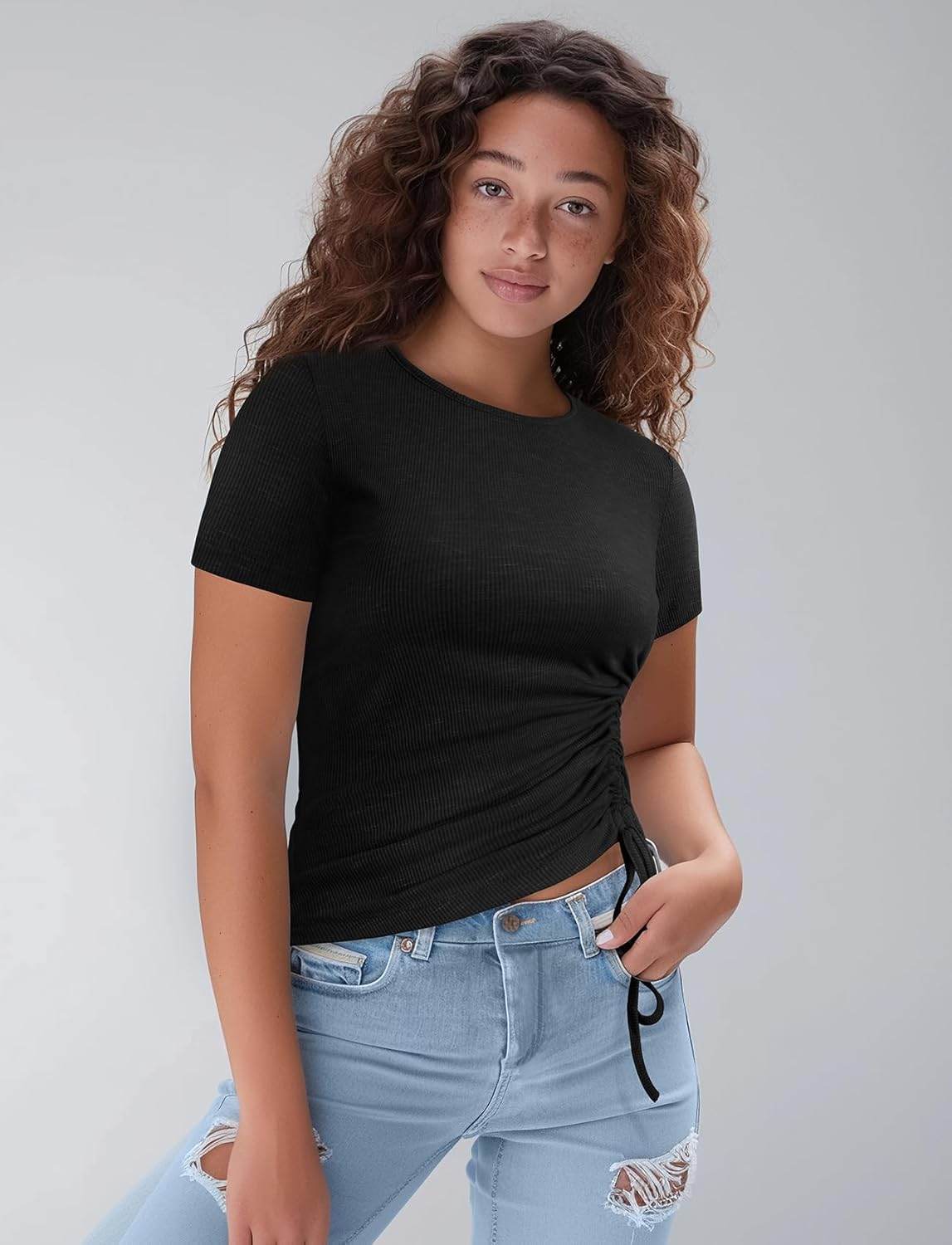 Womens Long/Short Sleeve Workout Tops Ruched Side Yoga Atheltic Shirt Slim Fitted - zenfulharmony.com