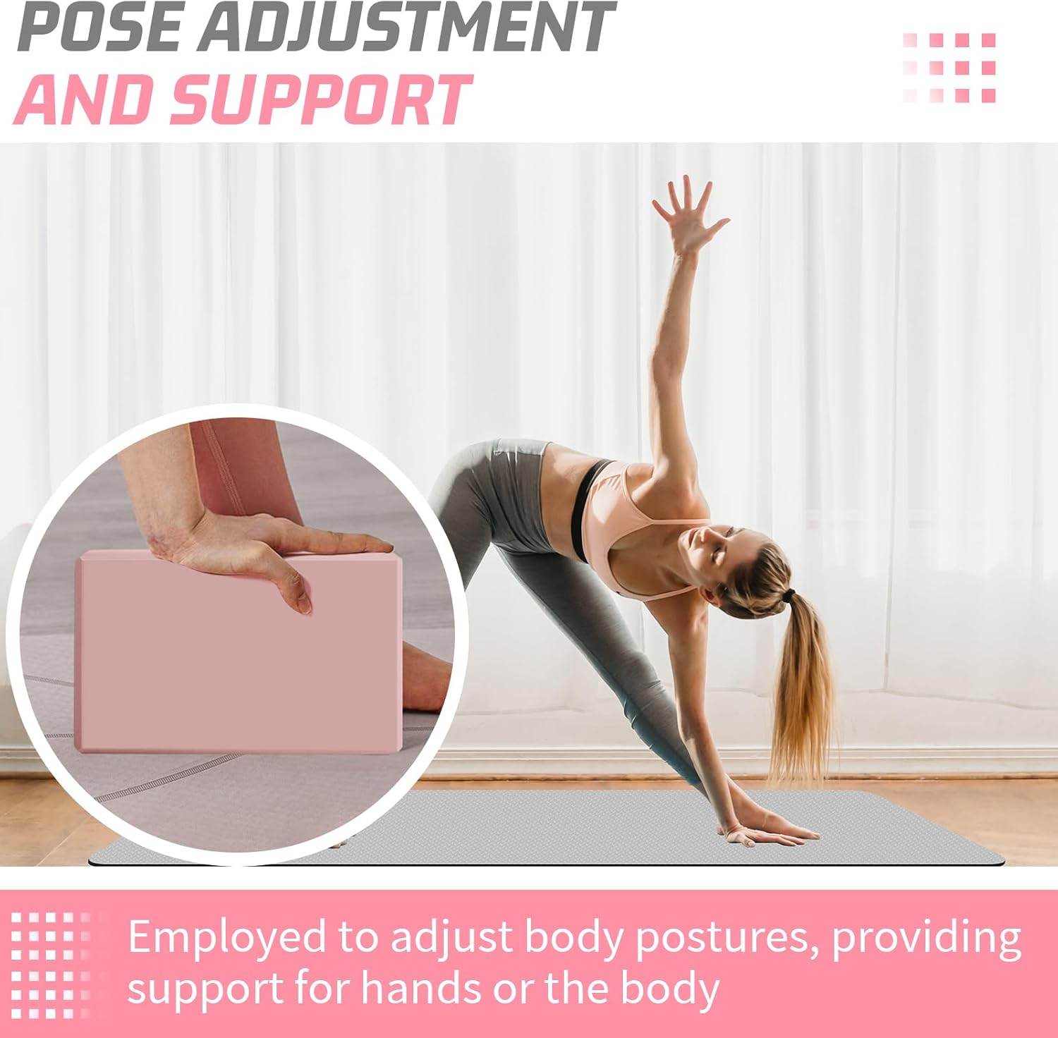 Biguphate Yoga Blocks 2 Pack, EVA Foam Yoga Block Supportive Latex-Free, Non-Slip Exercise Blocks, Yoga Accessories for Pilates, Meditation, Balance, Stretching and Deep Poses - zenfulharmony.com