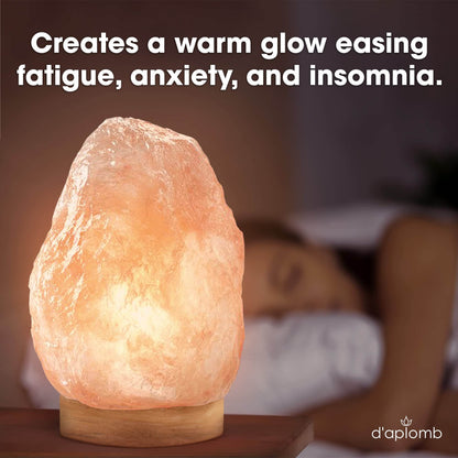 d'aplomb 100% Authentic Natural Himalayan Salt Lamp; Large Hand Carved Natural Chunk Pink Crystal Rock Salt from Himalayan Mountains; Dimmer Cord; 12 lbs - zenfulharmony.com
