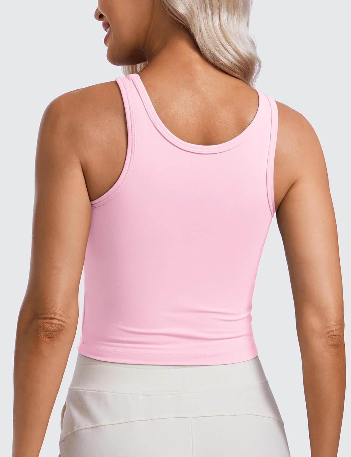 CRZ YOGA Womens Butterluxe Double Lined Workout Tank Tops Scoop Neck Racerback Cropped Casual Sleeveless Shirt - zenfulharmony.com