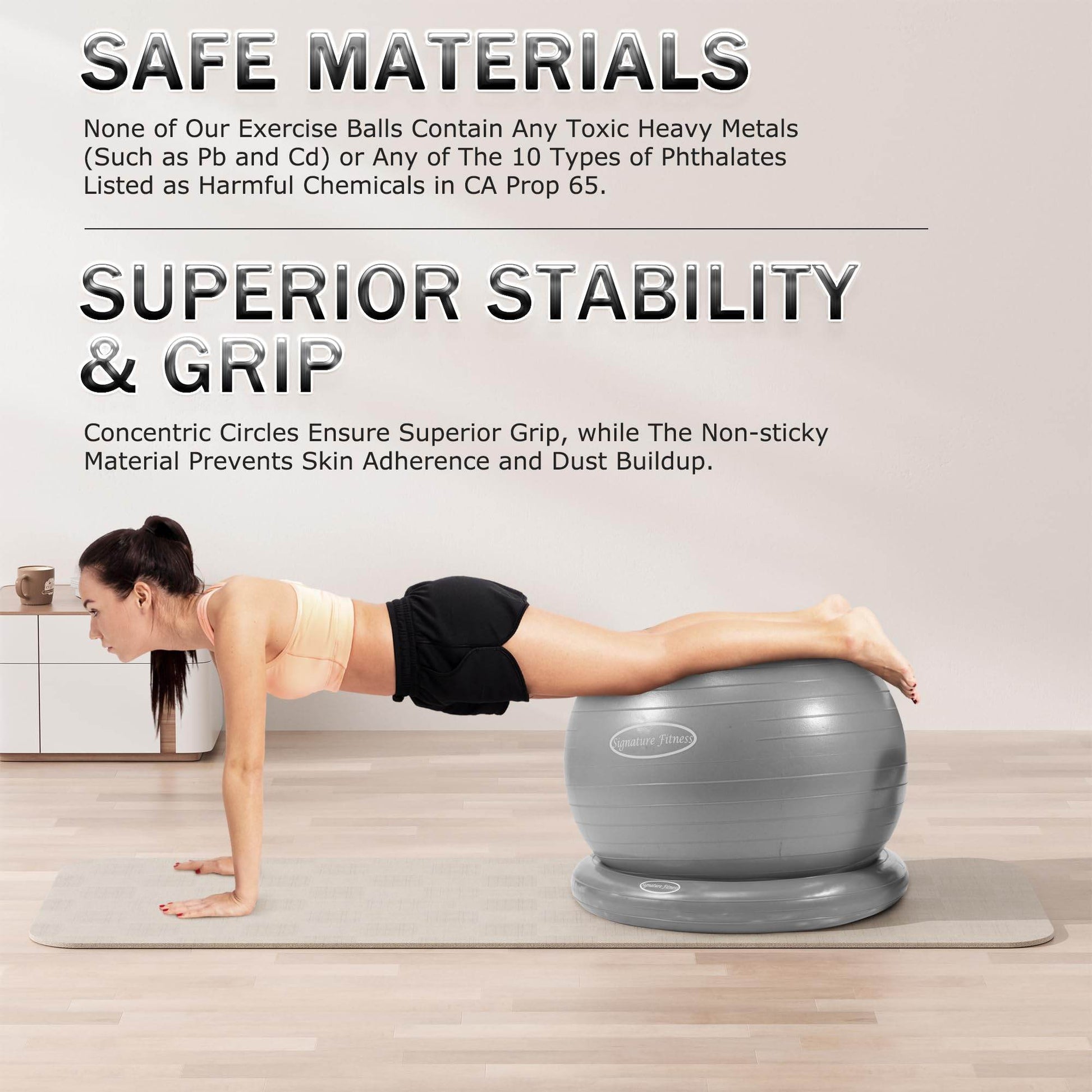 Fitvids Balance Ball with Base Kit, 65cm 26-inch Yoga Ball Chair, Exercise Ball with Inflatable Ring Base for Home or Office Desk, Includes Air Pump, Gray - zenfulharmony.com