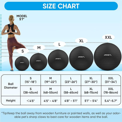 APEXUP Yoga Ball Exercise Ball, Pilates Ball, Anti Slip Stability Ball, Heavy Duty Gym Ball for Fitness, Balance, Core Workout, Physical Therapy - zenfulharmony.com