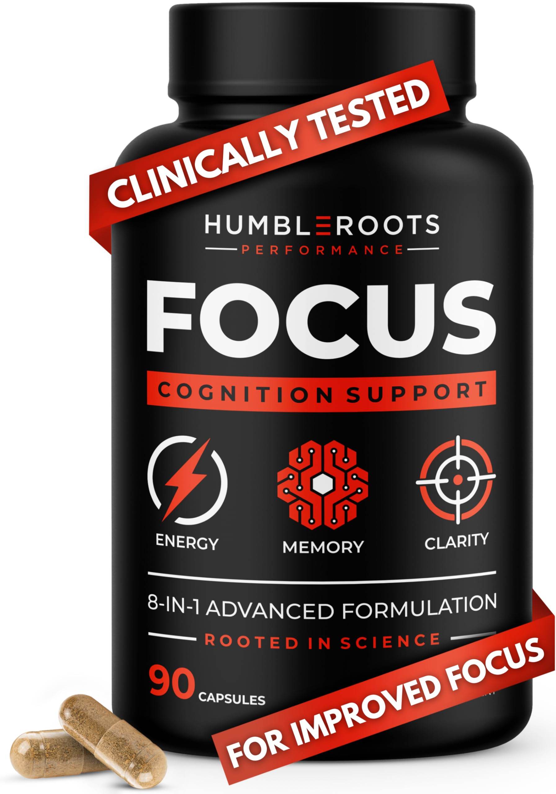8-IN-1 Focus and Energy Supplements, Nootropic Memory Supplement for Brain Health | Organic Lion's Mane & Rhodiola | Cognizin Citicoline & CognatiQ | Caffeine & L-Theanine | Huperzine-A & Vitamin B12 - zenfulharmony.com