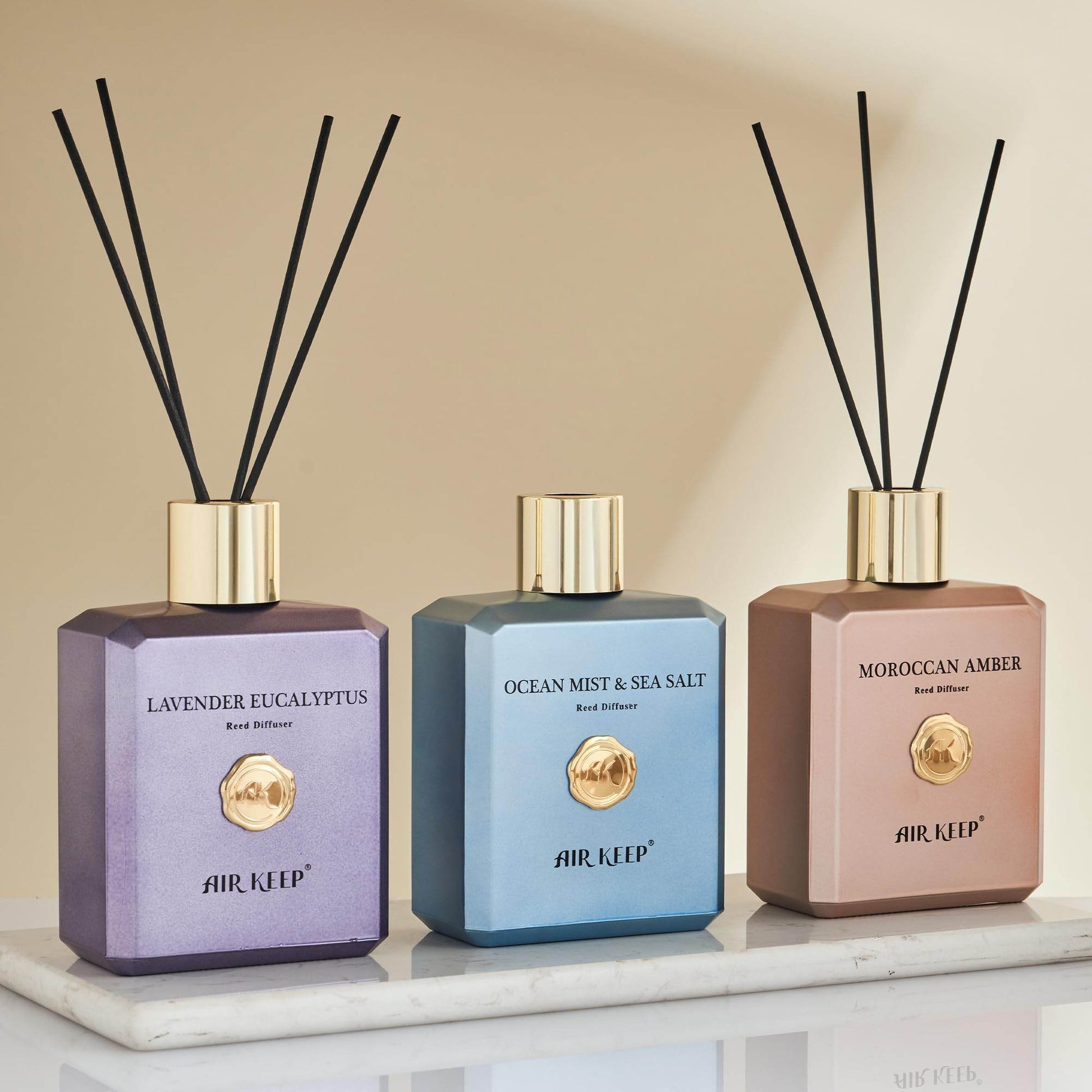 Airkeep Reed Diffuser Set -10.15 oz(300ml) Moroccan Amber Fragrance Diffuser, Luxury Aromatherapy Reed Diffuser, Scented Oil Diffuser with Reed Sticks for Home&Office Decor, Fragrance and Gifts - zenfulharmony.com