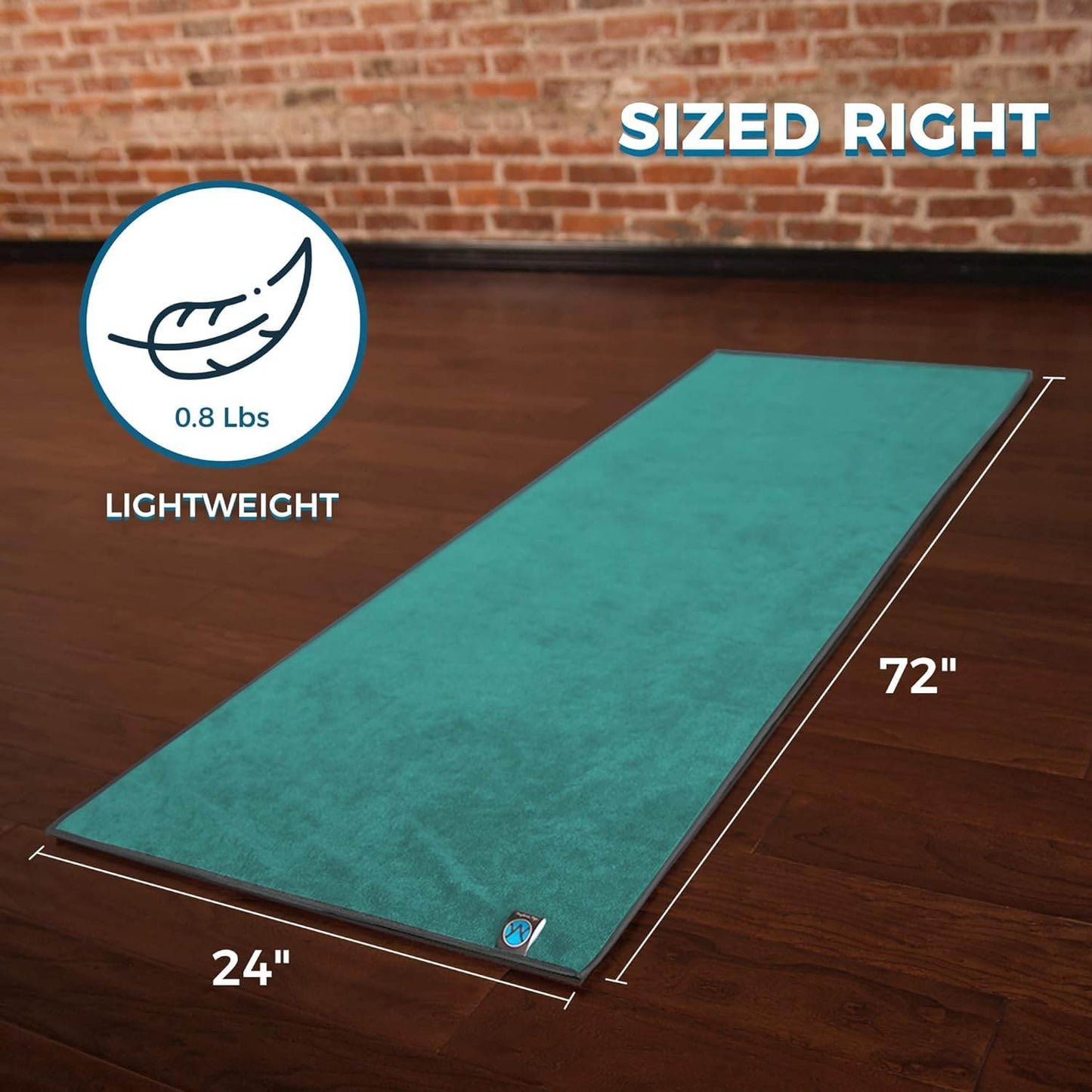 Youphoria Yoga Microfiber Towel Non-Slip Yoga Mat Towel - Hot Yoga Towel for Sweat & Grip... (Mint Towel/Gray Stitching) - zenfulharmony.com