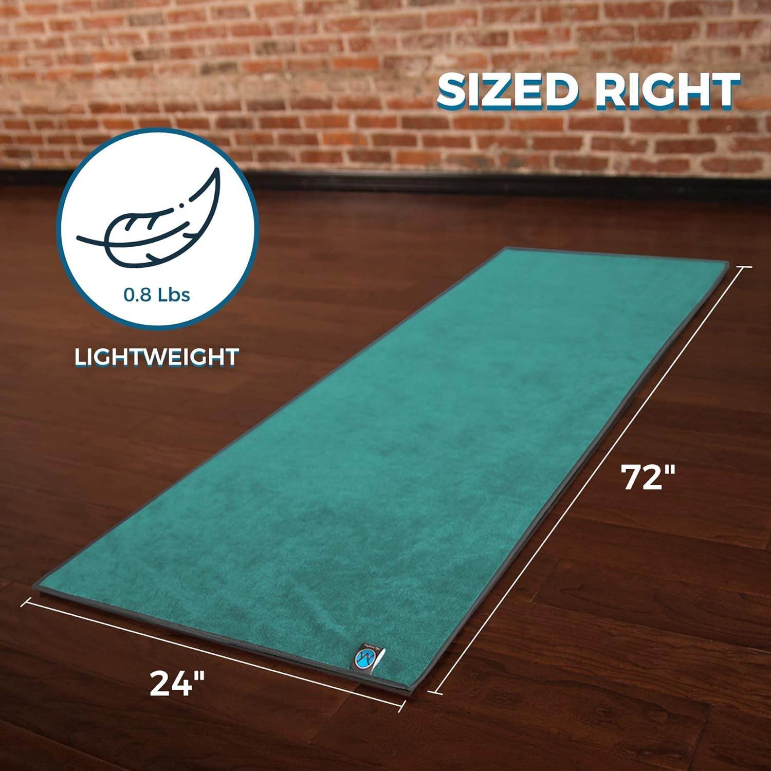 Youphoria Yoga Microfiber Towel Non-Slip Yoga Mat Towel - Hot Yoga Towel for Sweat & Grip... (Mint Towel/Gray Stitching) - zenfulharmony.com