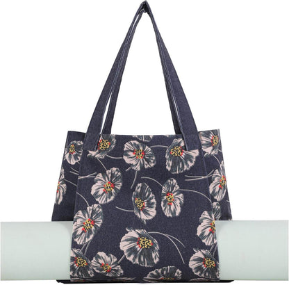 Moyaqi Canvas Tote Bag with Yoga Mat Carrier Pocket Carryall Shoulder Bag for Office, Workout, Pilates, Travel, Beach and Gym - zenfulharmony.com