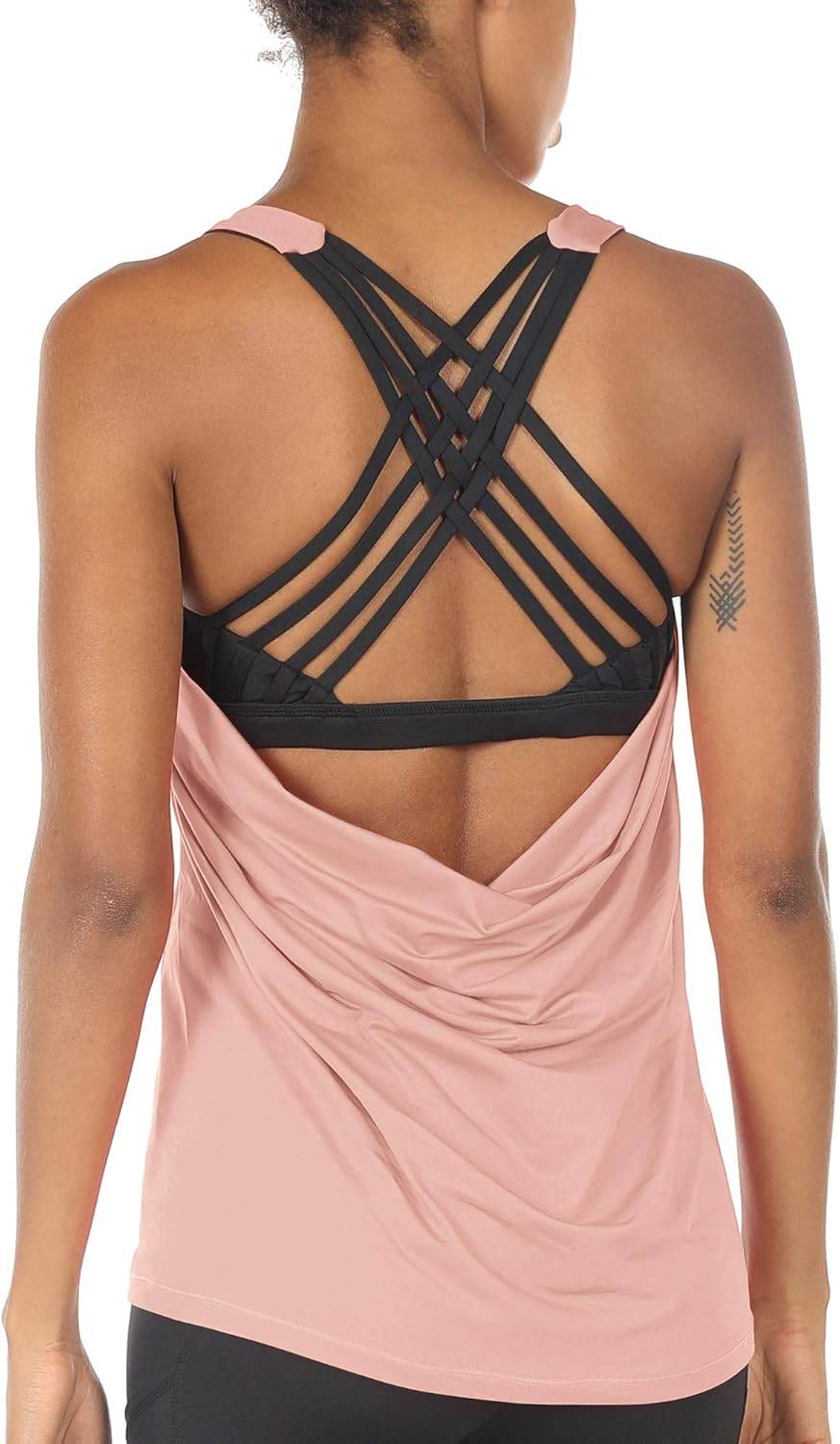 icyzone Women's Open Back Workout Athletic Yoga Tank Tops with Built in Bra - zenfulharmony.com