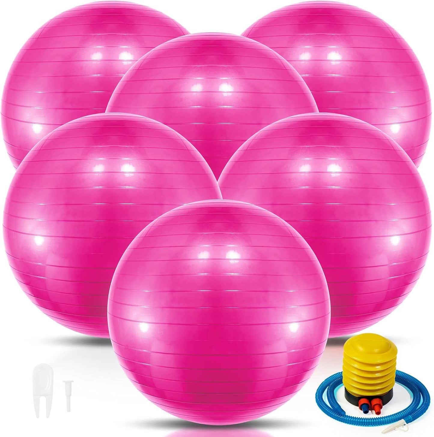 Jexine 6 Pcs Yoga Ball Exercise Ball PVC Stability Balance Yoga Ball Chair Quick Pump for Physical Workout Pregnancy Home Office Gym Equipment - zenfulharmony.com