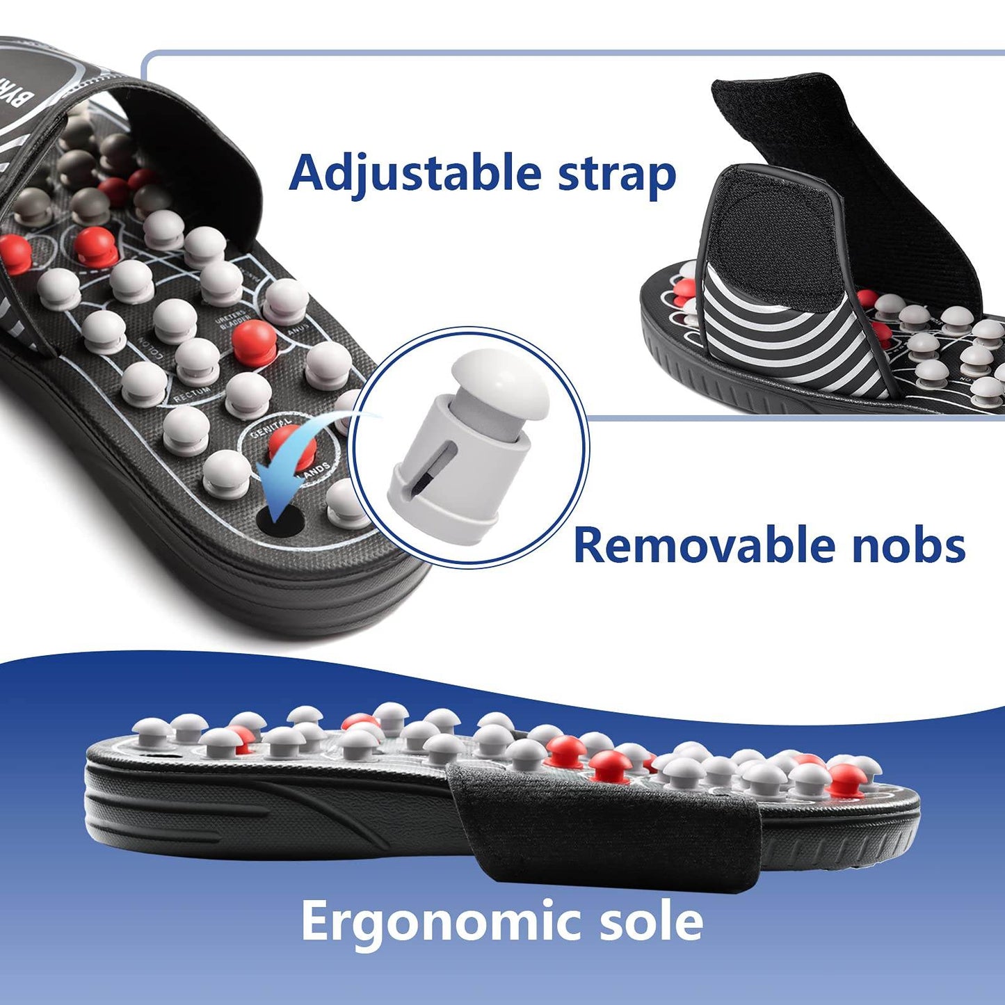BYRIVER Acupressure Foot Massager Acupoint Stimulation Massage Slippers Shoes Reflexology Sandals Gift for Men Women, Reduce Feet Tension Promote Circulation, Father's Mother's Day Gift(02S) - zenfulharmony.com