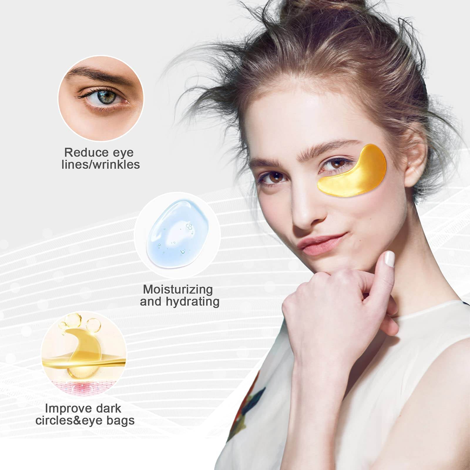 Permotary 30 Pairs 24K Gold Gel Crystal Collagen Eye Pads, Under Eye Mask for Moisturizing,Fine Lines, Dark Circles& Puffy Eyes Under Eye Patches, Gold - zenfulharmony.com