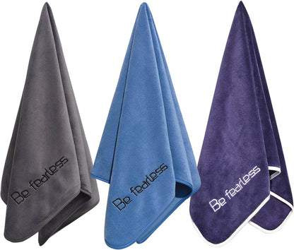 Microfiber Gym Towels Bigger Size Super Soft for Exercise Fitness, Sports, Workout, 380-GSM 15-Inch x 31-Inch Quick-Drying Towels (3 Pack, Grey+Blue+Purple) - zenfulharmony.com