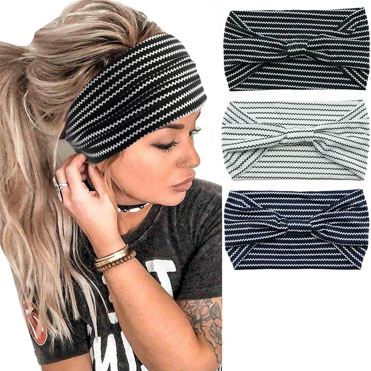 K-Elewon 3 Pack Women Wide Elastic Head Wrap Headband Sports yoga Hair Band - zenfulharmony.com