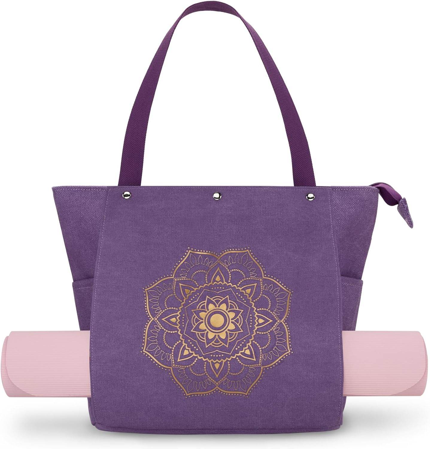Gonex Yoga Mat Bag, Yoga Gym Bag Tote Bag with Multi Pockets For Women Men, Canvas Yoga Mat Carrier Take in Out Mat Easily For Pilates Travel Workout Office - zenfulharmony.com