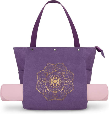Gonex Yoga Mat Bag, Yoga Gym Bag Tote Bag with Multi Pockets For Women Men, Canvas Yoga Mat Carrier Take in Out Mat Easily For Pilates Travel Workout Office - zenfulharmony.com