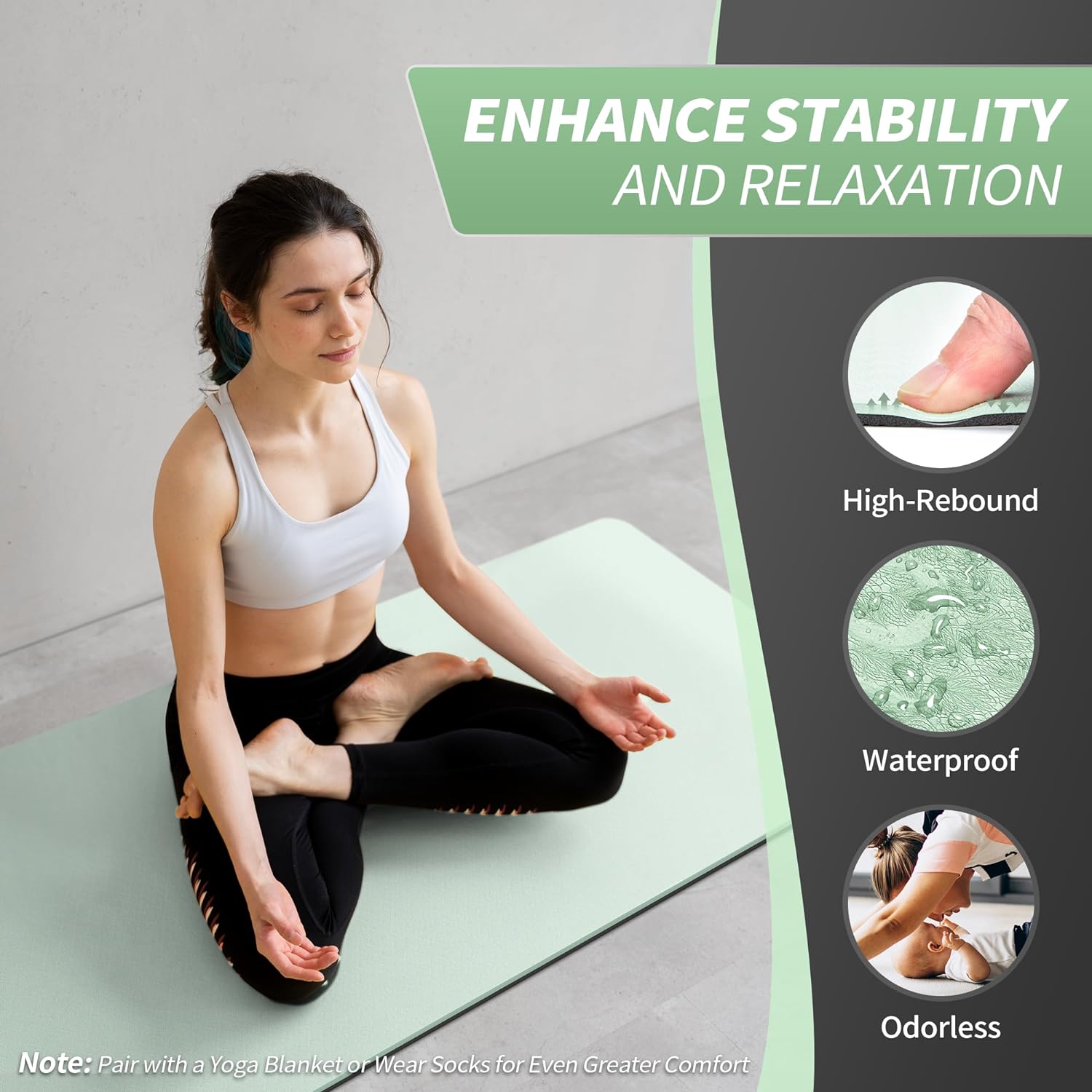 CAMBIVO Yoga Mat for Women Men Kids, 1/3 & 1/4 & 2/5 Inch Extra Thick Yoga Mat Non Slip, 72" x 24" TPE Yoga Mats, Workout Mat with Carrying Strap for Yoga, Pilates and Floor Exercises - zenfulharmony.com