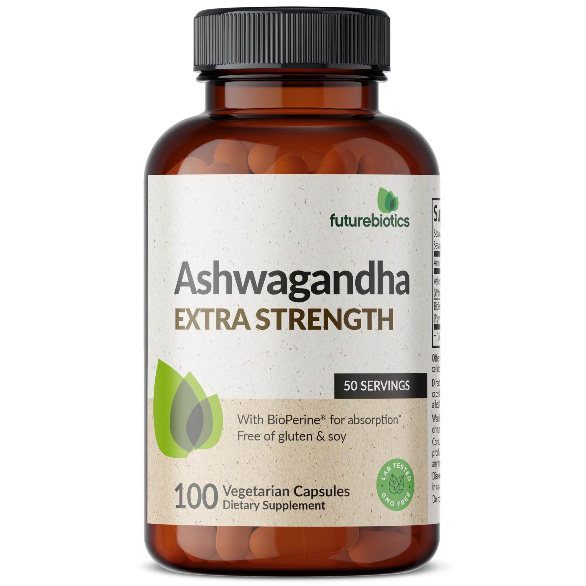 Futurebiotics Ashwagandha Extra Strength Stress & Mood Support with BioPerine - Non GMO Formula, 100 Vegetarian Capsules - zenfulharmony.com