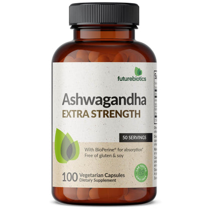Futurebiotics Ashwagandha Extra Strength Stress & Mood Support with BioPerine - Non GMO Formula, 100 Vegetarian Capsules - zenfulharmony.com