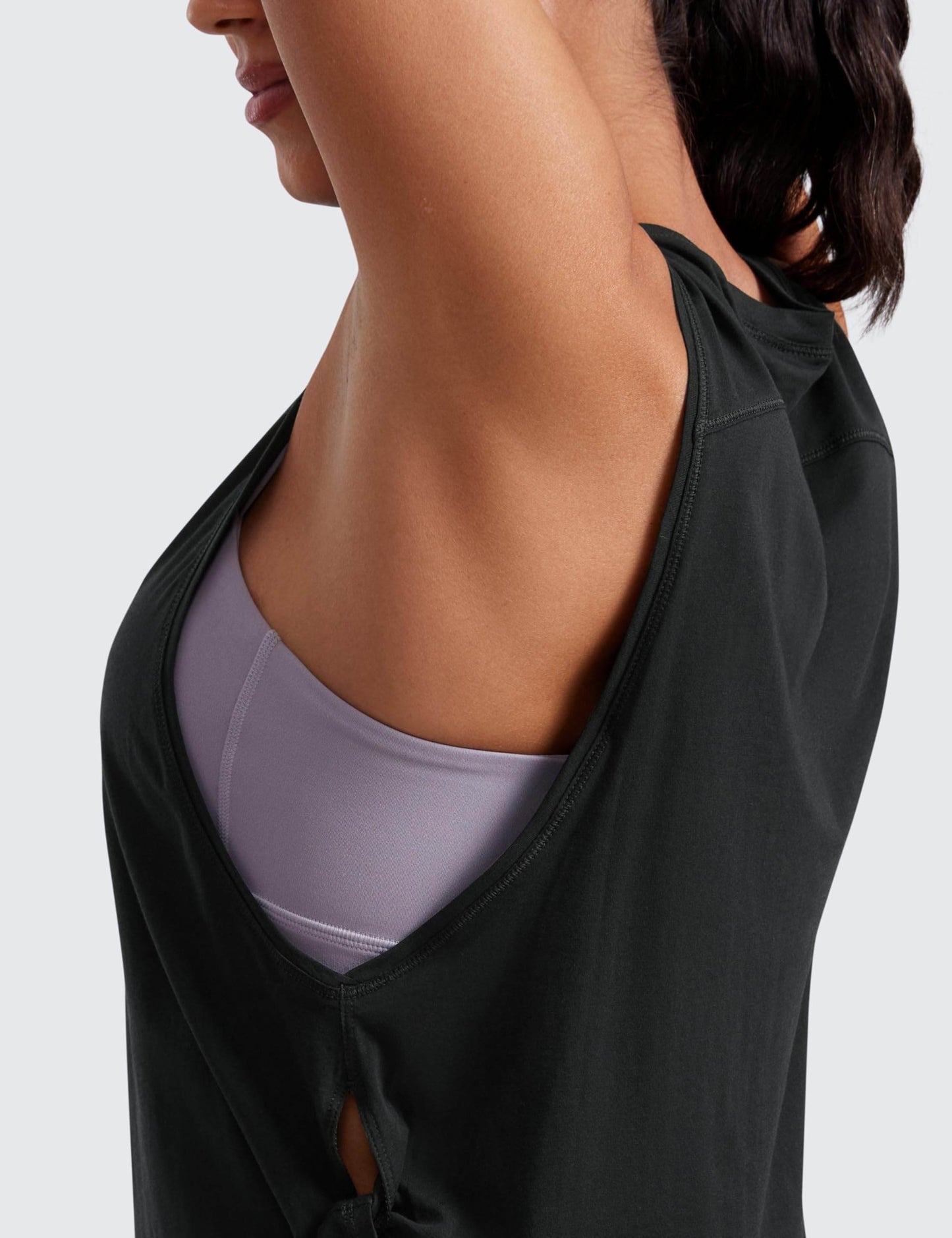 CRZ YOGA Pima Cotton Cropped Tank Tops for Women - Sleeveless Sports Shirts Athletic Yoga Running Gym Workout Crop Tops Black Small - zenfulharmony.com