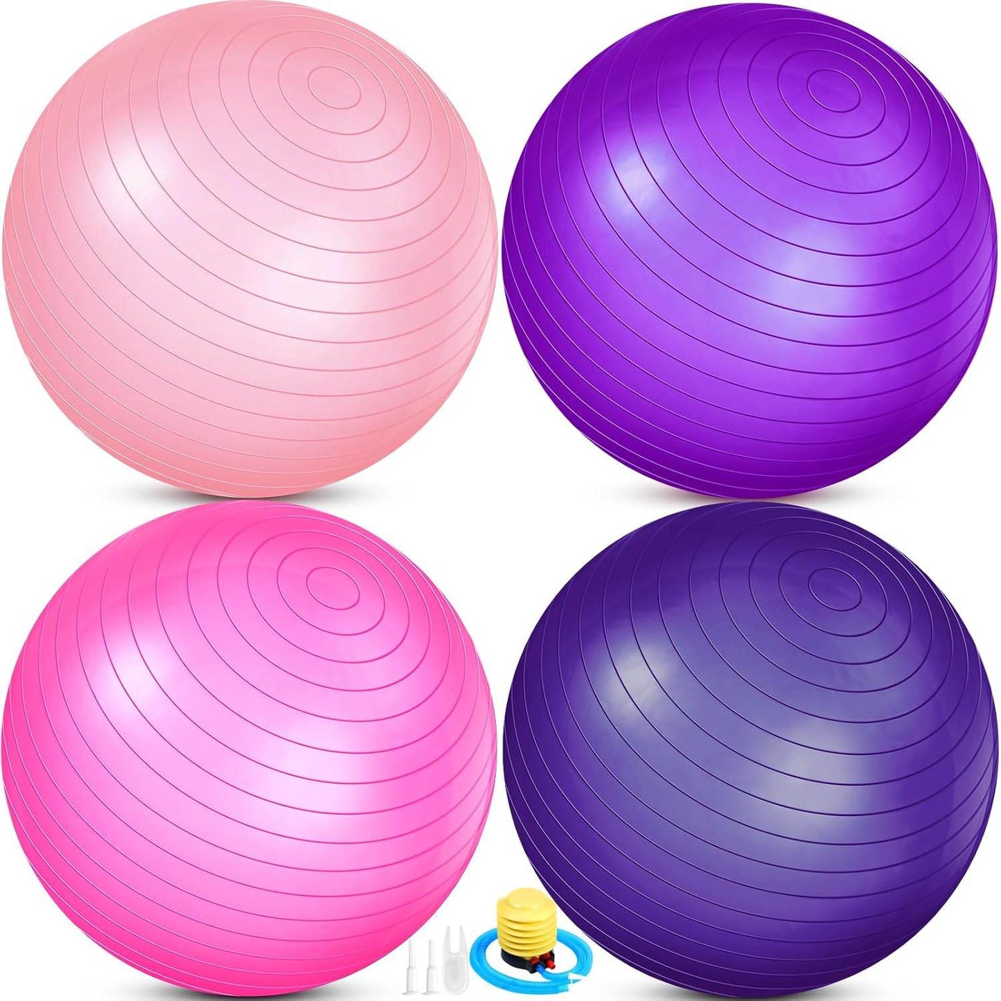 Leyndo 4 Pcs 26 Inch Yoga Exercise Ball Pilates Pregnancy Birthing Fitness Ball with Quick Pump Anti Burst for Improved Posture, Balance, Yoga, Pilates, Training - zenfulharmony.com
