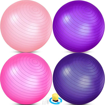 Leyndo 4 Pcs 26 Inch Yoga Exercise Ball Pilates Pregnancy Birthing Fitness Ball with Quick Pump Anti Burst for Improved Posture, Balance, Yoga, Pilates, Training - zenfulharmony.com