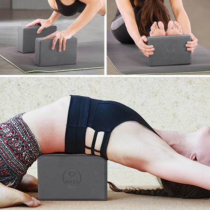 IUGA Yoga Block 2 Pack with Yoga Strap, High Density Yoga Blocks 9”x6”x3”to Improve Strength, Flexibility and Balance, Light Weight and Non-Slip Surface for Yoga, Pilates and Meditation - zenfulharmony.com