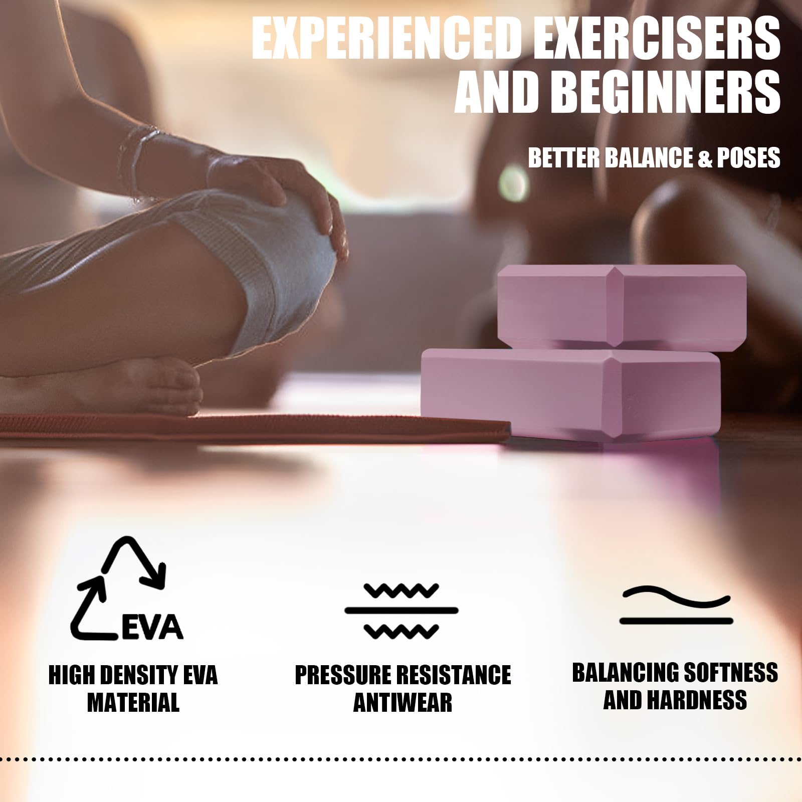 2 Pcs Yoga Blocks, 9"x6"x3" Foam Blocks Yoga Props for Pilates Stretching and Meditation Exercise Blocks Lightweight Yoga Essentials (Pink, normal) - zenfulharmony.com