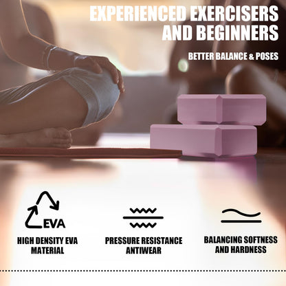 2 Pcs Yoga Blocks, 9"x6"x3" Foam Blocks Yoga Props for Pilates Stretching and Meditation Exercise Blocks Lightweight Yoga Essentials (Pink, normal) - zenfulharmony.com