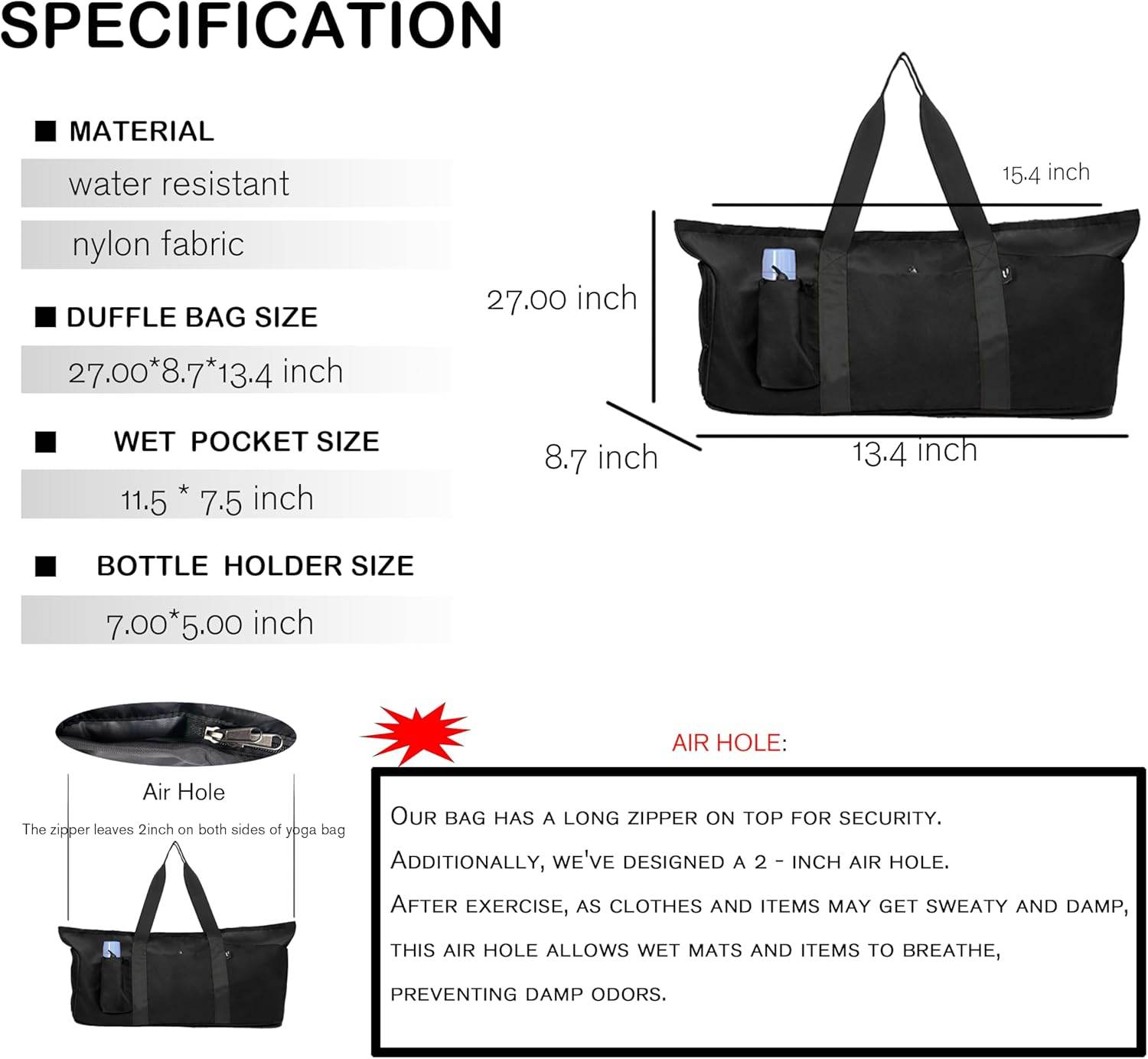 Yoga Mat Bag with Shoes compartment & Wet Compartment & shoulder bag &crossbody yoga bag large yoga bag with Yoga Mat Holder Yoga Bag with Adjustable Mat Strap for Women Men - zenfulharmony.com
