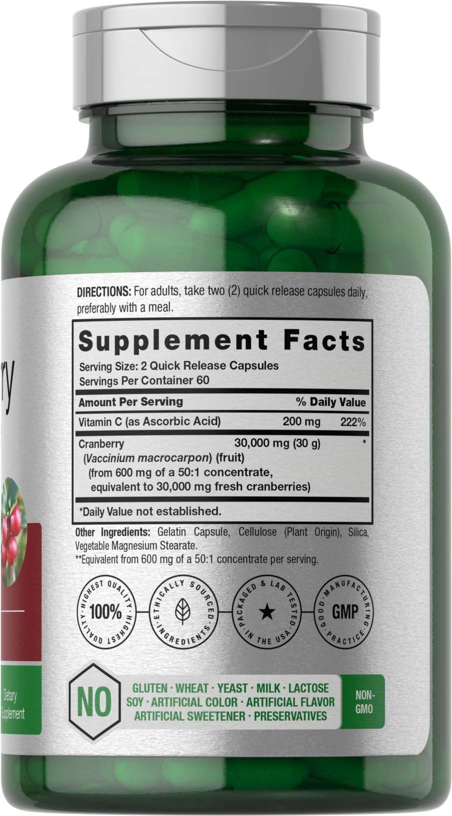 Horbäach Cranberry Pills 30,000mg | 120 Capsules | with Vitamin C | Supplement Contentrate for Women & Men | Vaccinium Macrocarpon | Non-GMO & Gluten Free - zenfulharmony.com