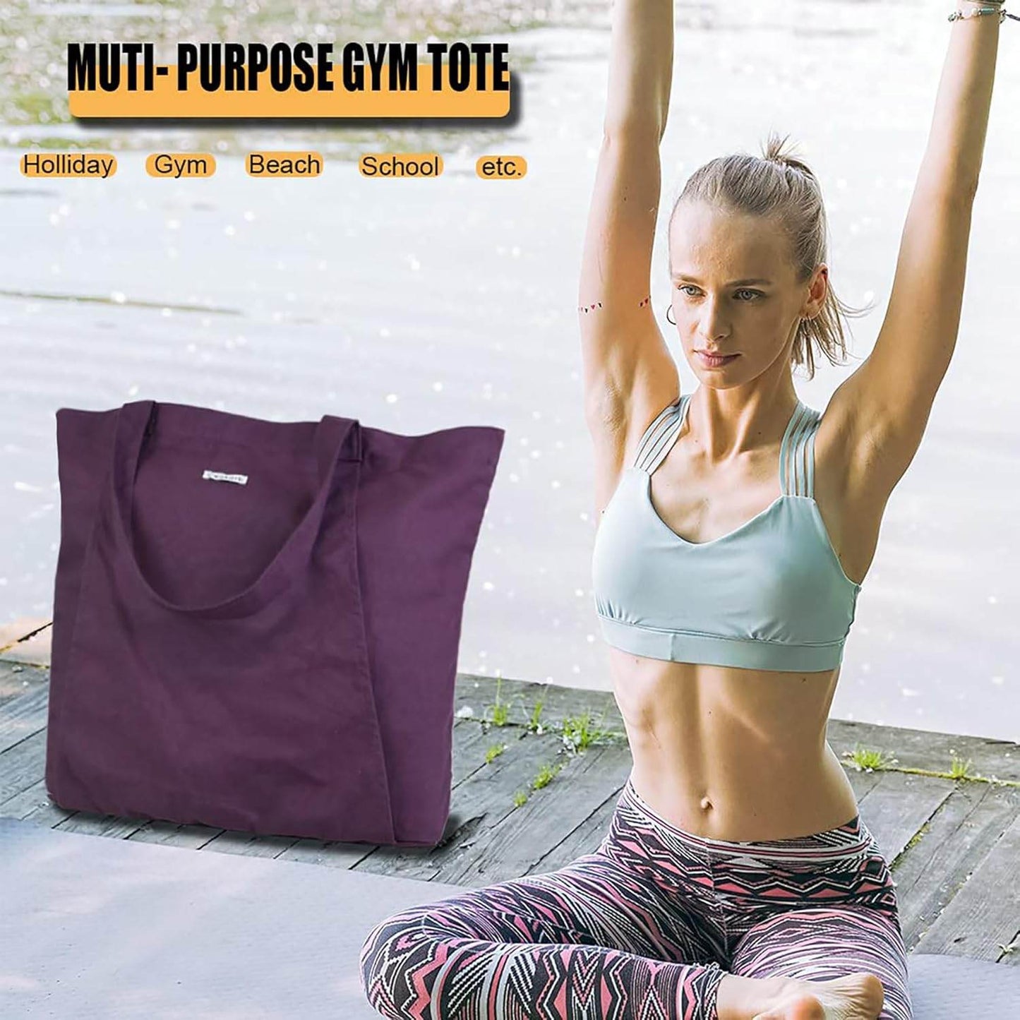 Women Yoga Mat Bag Canvas Tote For, Yoga Bags And Carriers Fits All Your Stuff, Pilates, Travel Office Beach Workout - zenfulharmony.com
