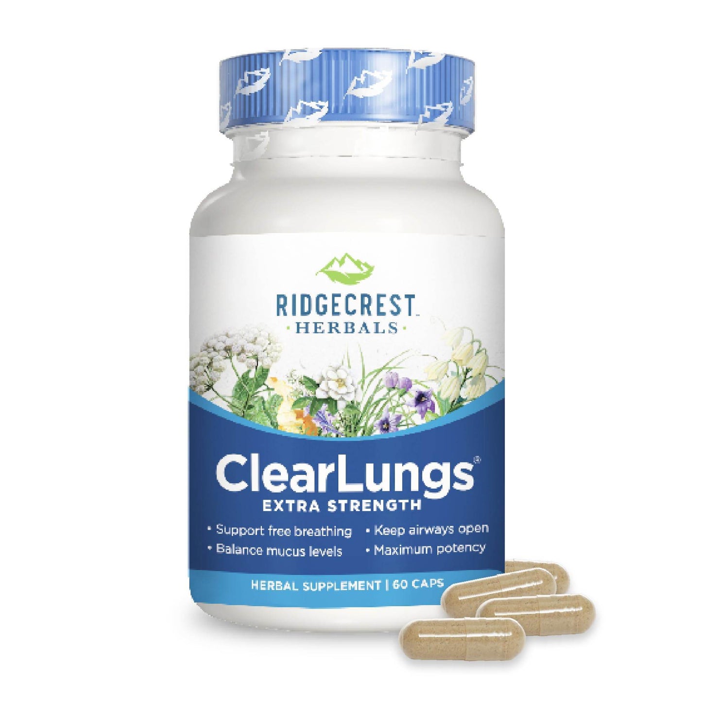 RidgeCrest Herbals ClearLungs Extra Strength, Natural Lung, Nasal Health Formula, Bronchial, Respiratory, Sinus, Mucus Support (60 Caps, 30 Serv) - zenfulharmony.com