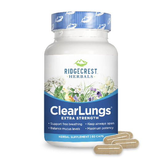 RidgeCrest Herbals ClearLungs Extra Strength, Natural Lung, Nasal Health Formula, Bronchial, Respiratory, Sinus, Mucus Support (60 Caps, 30 Serv) - zenfulharmony.com