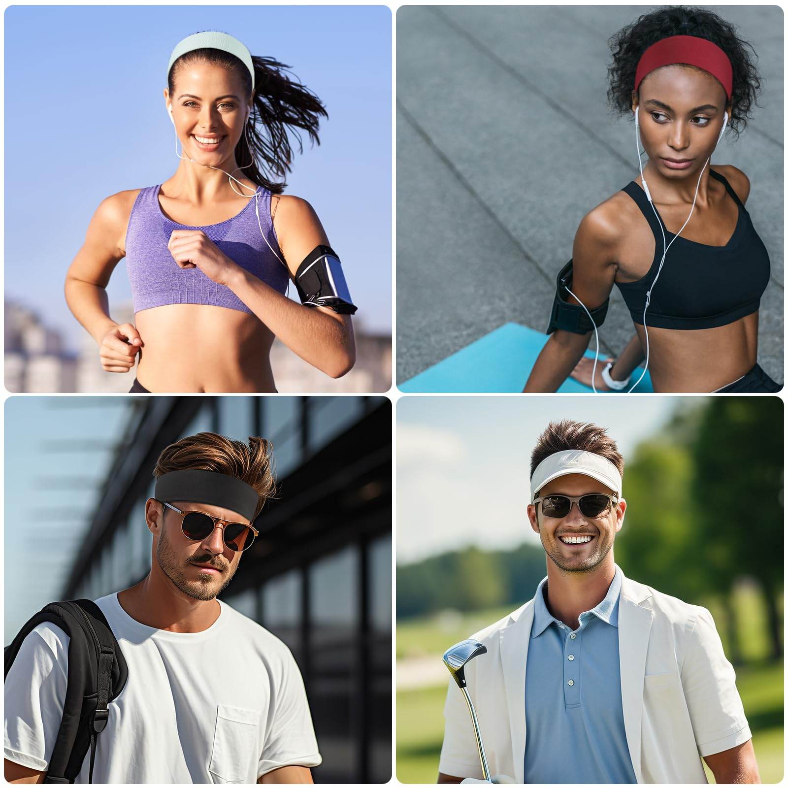 Fishinsea 8 Pack Sport Headbands for Women, Elastic Soft Fabric Non-Slip Hair Bands Hair Warp for Daily Workout Yoga Running Sports - zenfulharmony.com
