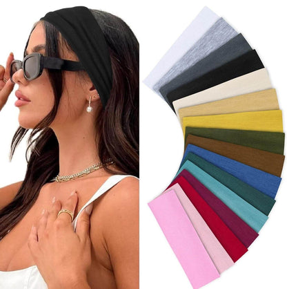 Headbands for Women 16 Pack Elastic Hair Bands for Women' Hair Non Slip Soft Cloth Fabric Headbands Women Hair Accessories, Black White Gray Women‘s Headband - zenfulharmony.com