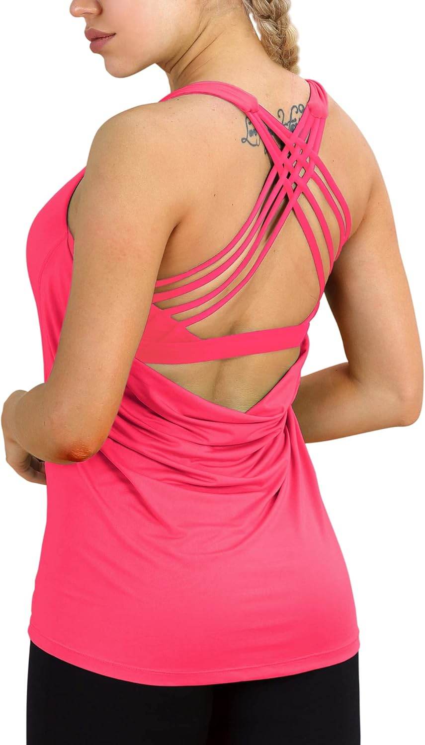 icyzone Women's Open Back Workout Athletic Yoga Tank Tops with Built in Bra - zenfulharmony.com