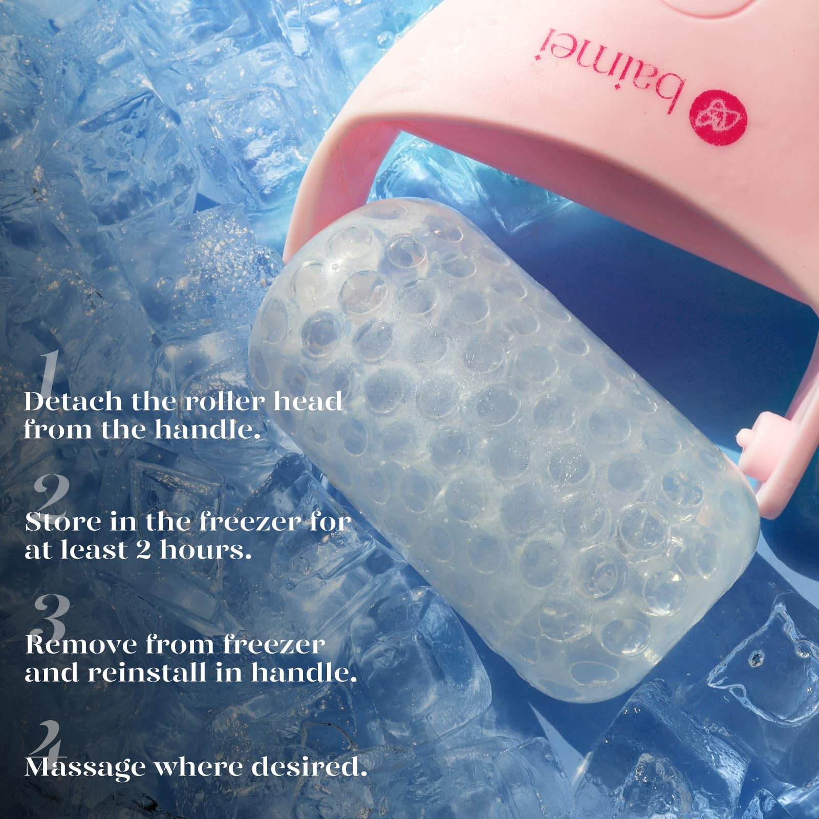 BAIMEI IcyMe Ice Roller for Face Women and Gua Sha Facial Tool Set, Ice Face Roller Reduces Puffiness, Relieves Migraines, Skin Care Tools, Self Care Gift for Women - Pink - zenfulharmony.com