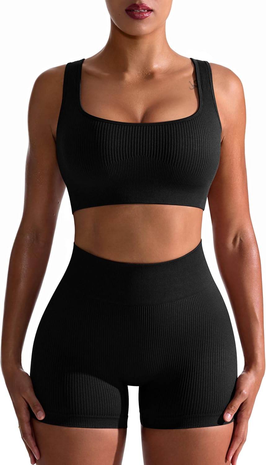 OQQ Workout Outfits for Women 2 Piece Seamless Ribbed High Waist Leggings with Sports Bra Exercise Set… - zenfulharmony.com