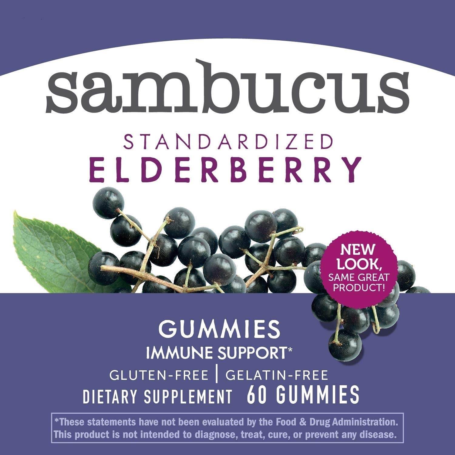 Nature’s Way Sambucus Elderberry Immune Gummies, Daily Immune Support for Kids and Adults*, with Vitamin C, Vitamin D3, Zinc, Gluten Free, Vegetarian, 60 Gummies (Packaging May Vary) - zenfulharmony.com